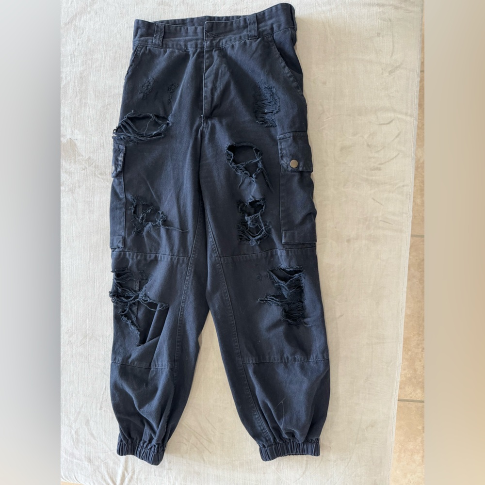 Black ripped jogger jeans